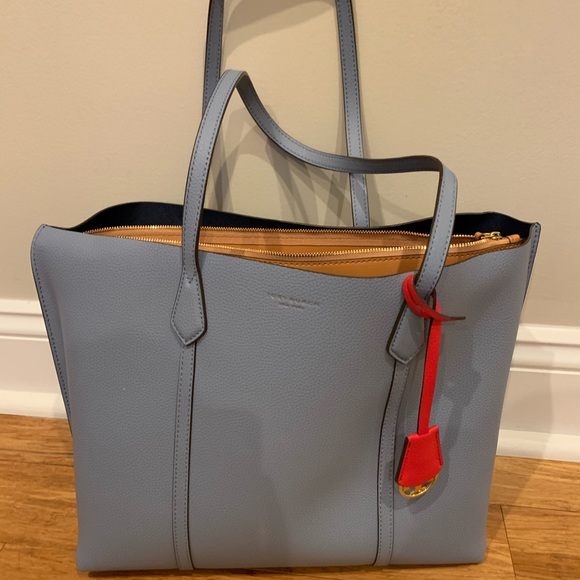 Tory Burch Handbags - Tory Burch Perry triple comp. light blue tote